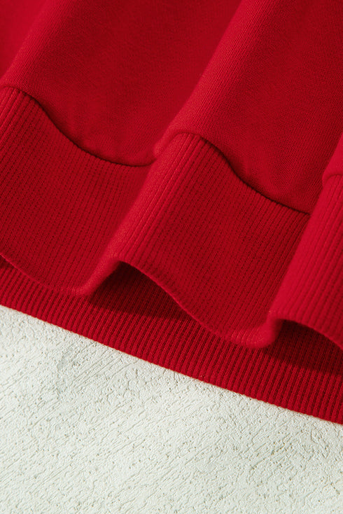 Striped Collar Patchwork Satin Bow Sweatshirt Short Set